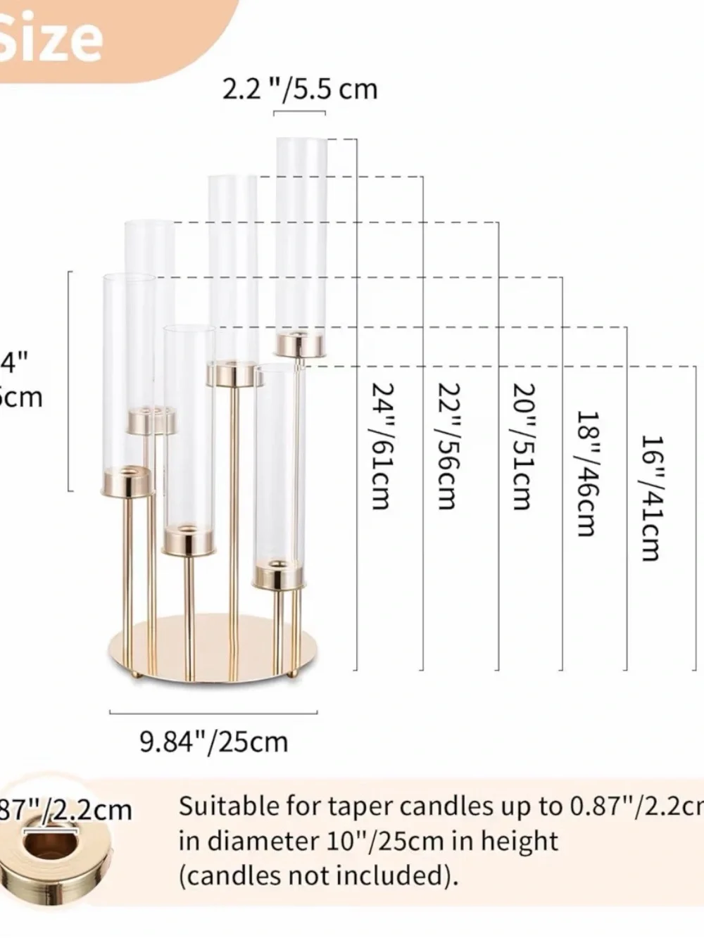Gold Glass Hurricane Candle Holder Centerpiece - Elegant Home Accent